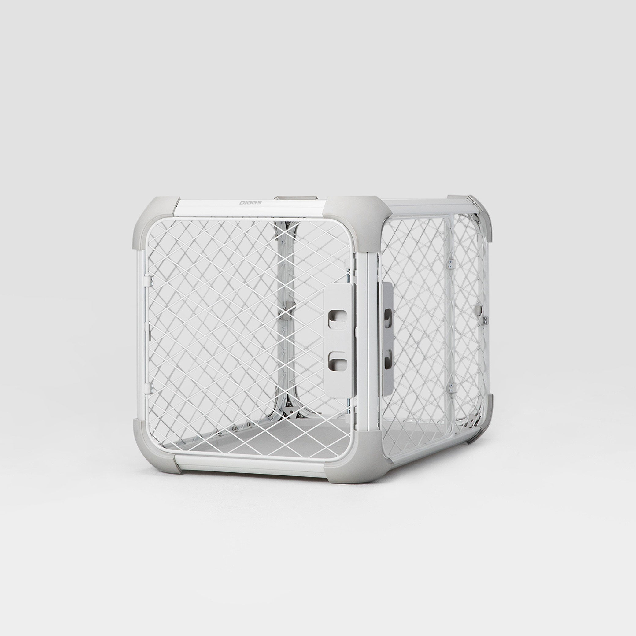 an Evolv dog crate pictured from the front on a white background